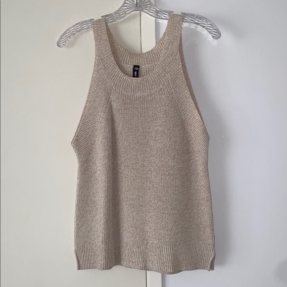 Lord & Taylor Design Lab Knit Tank Top Sleeveless Neutral Beige Top Womens M - Picture 1 of 10